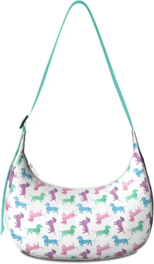 Horse Sling Crossbody Bag for Women Crescent Bag with Adjustable Strap Waterproof Nylon Pony Floral Shoulder Bag for Daily