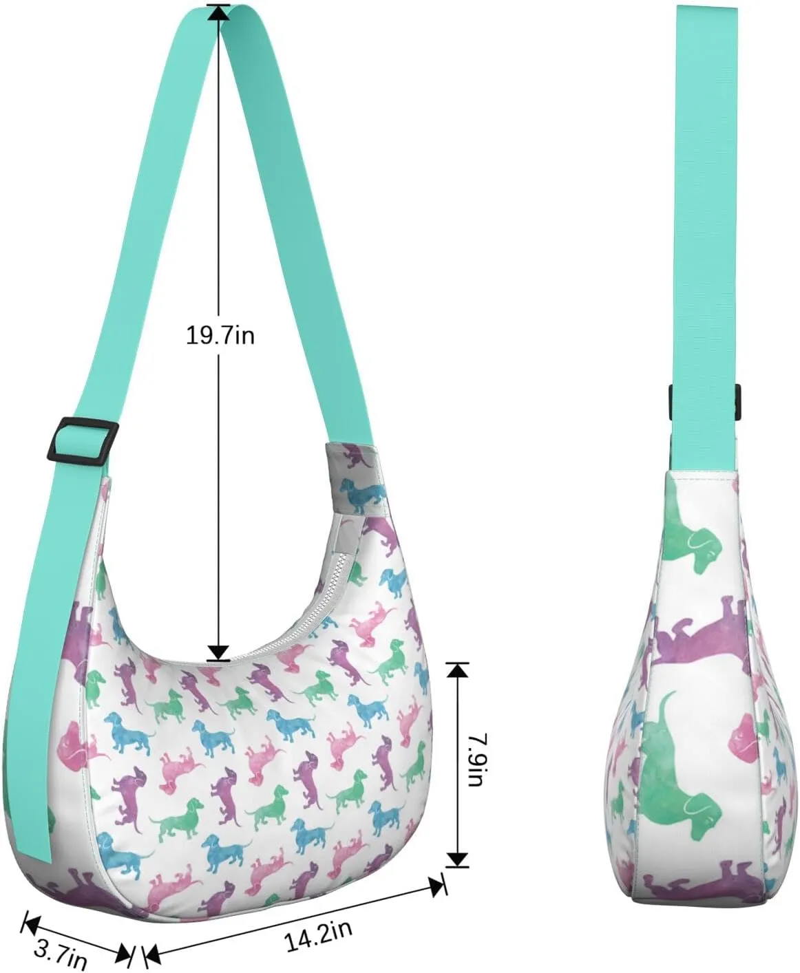 Horse Sling Crossbody Bag for Women Crescent Bag with Adjustable Strap Waterproof Nylon Pony Floral Shoulder Bag for Daily