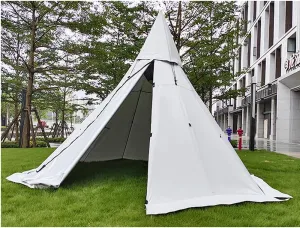 Hot Teepee Tents for Outdoor Backpacking Camping Hiking Pyramid Tent Double Layers Camping Indian Tent, White, 160X240CM