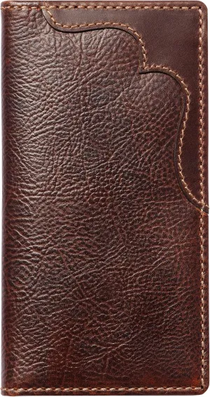 House of Jack Co. Colt Long Bifold Wallet for Men and Outdoorsmen, Full Grain Cowhide Leather Rodeo Wallet, Brown