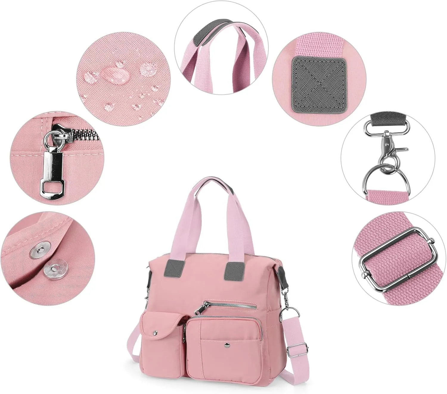 HUA ANGEL Women's Top-handle Handbags Nylon Crossbody Bag Multi Pocket Purses Women for Travel Work Sport Shopping Everyday