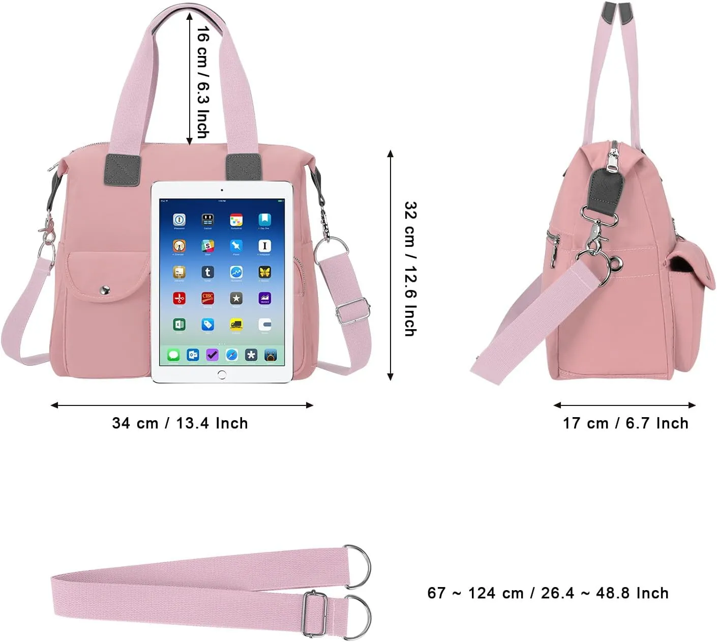 HUA ANGEL Women's Top-handle Handbags Nylon Crossbody Bag Multi Pocket Purses Women for Travel Work Sport Shopping Everyday