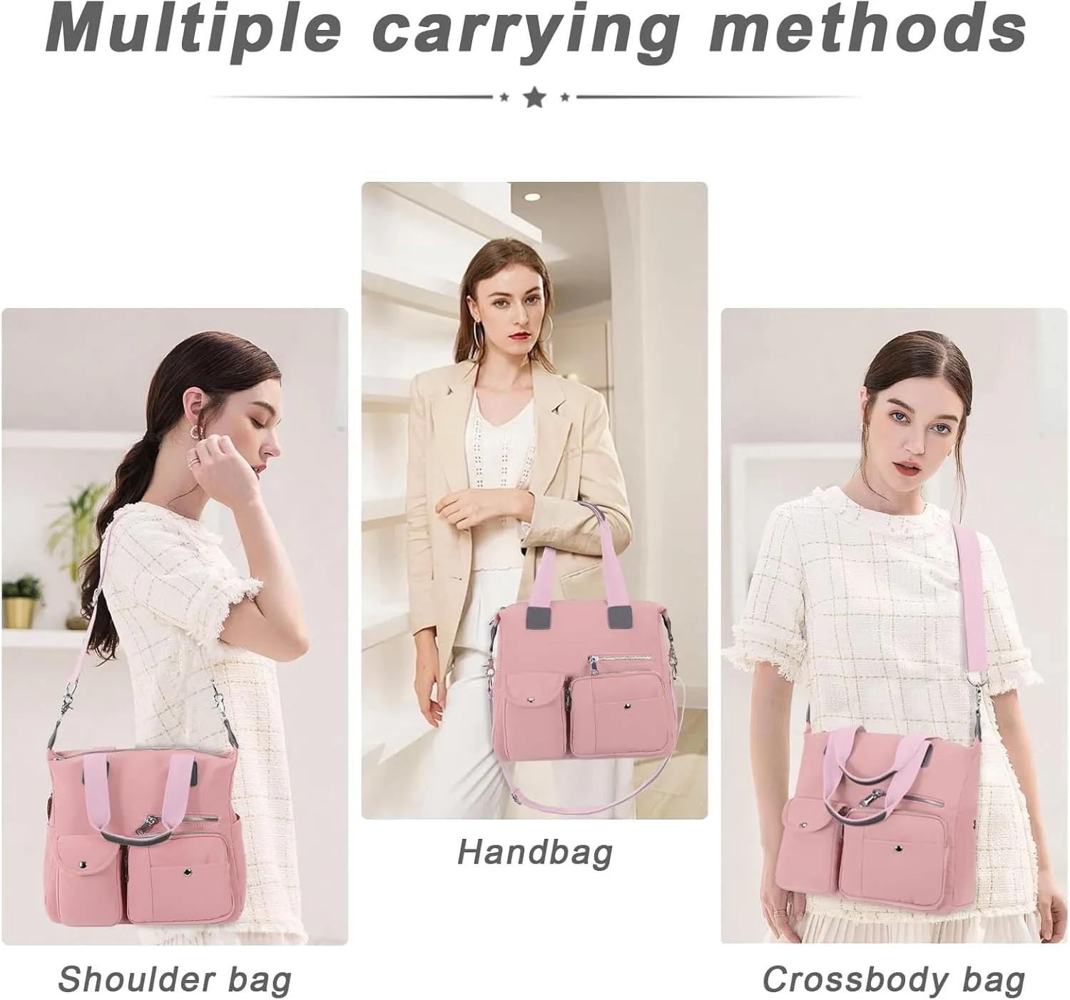 HUA ANGEL Women's Top-handle Handbags Nylon Crossbody Bag Multi Pocket Purses Women for Travel Work Sport Shopping Everyday