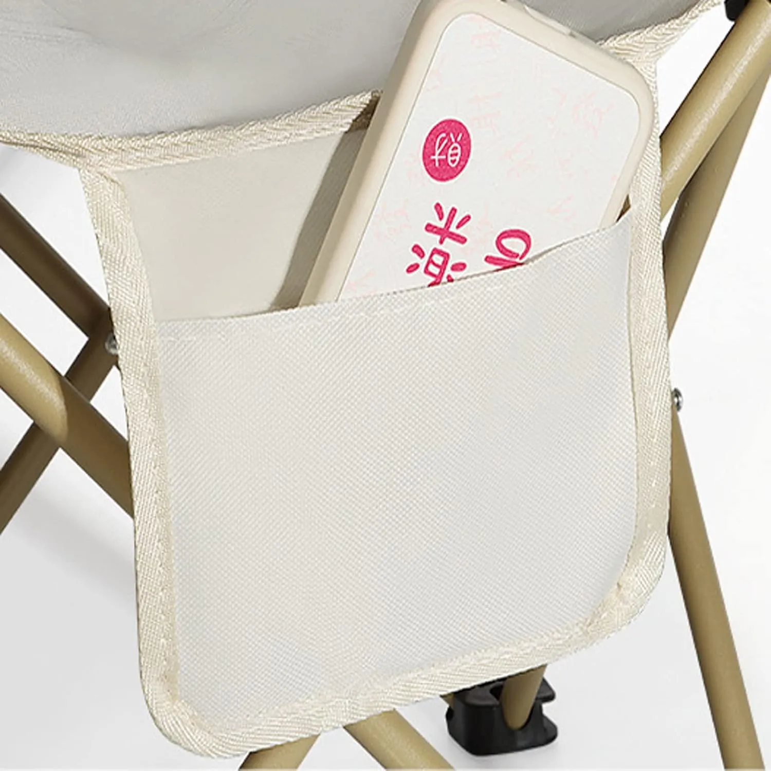 HUHJYUGE Outdoor Folding Camping Chairs, Heavy Duty Portable Camping Chairs, Folding Beach Chair with Side Pocket, Breathable Tearing Resistance, for Beach, Fishing, Trip (White 42cm)