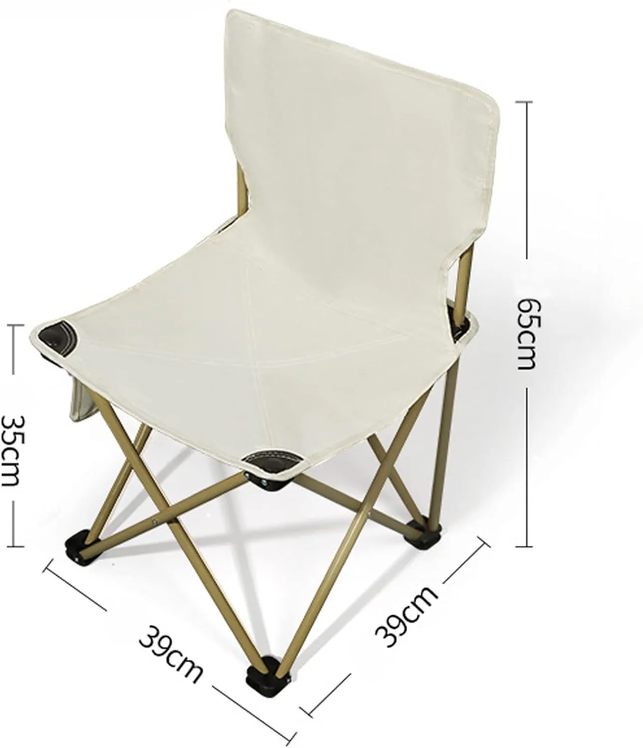 HUHJYUGE Outdoor Folding Camping Chairs, Heavy Duty Portable Camping Chairs, Folding Beach Chair with Side Pocket, Breathable Tearing Resistance, for Beach, Fishing, Trip (White 42cm)