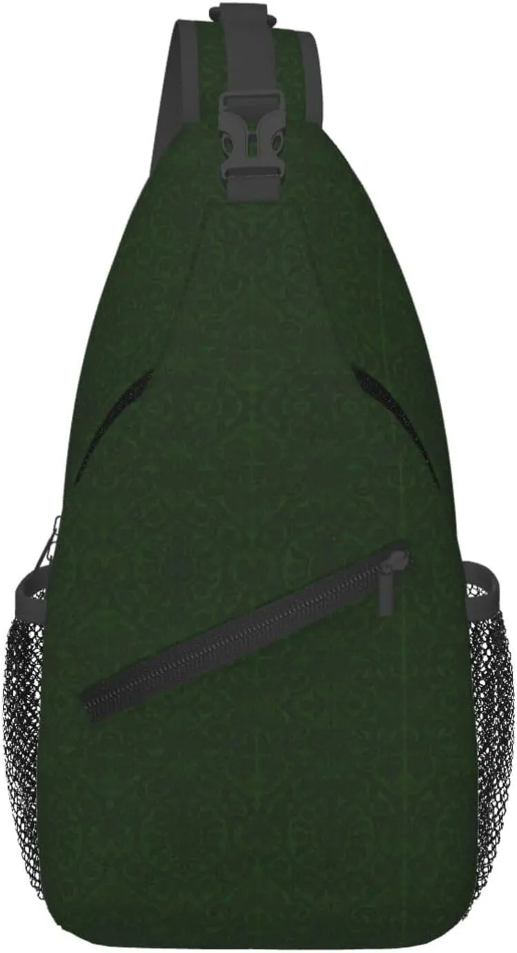 Hunter Green Floral Petals Pattern Foldie Crossbody Bag - Anti Theft Crossbody Bags and Small Sling Bags for Men and Women