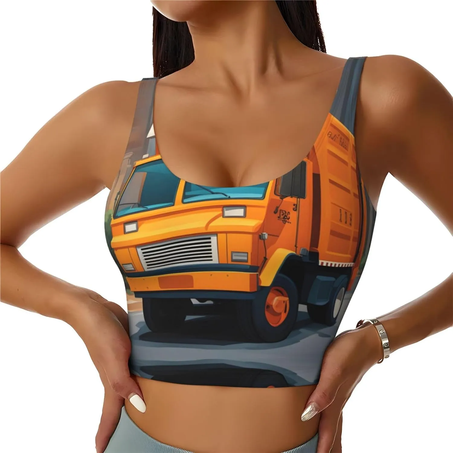 I Love Garbage Trucks Prints Women's Sports Vest - Lightweight, Breathable, and Comfortable Sportswear for Fitness, Black, Large