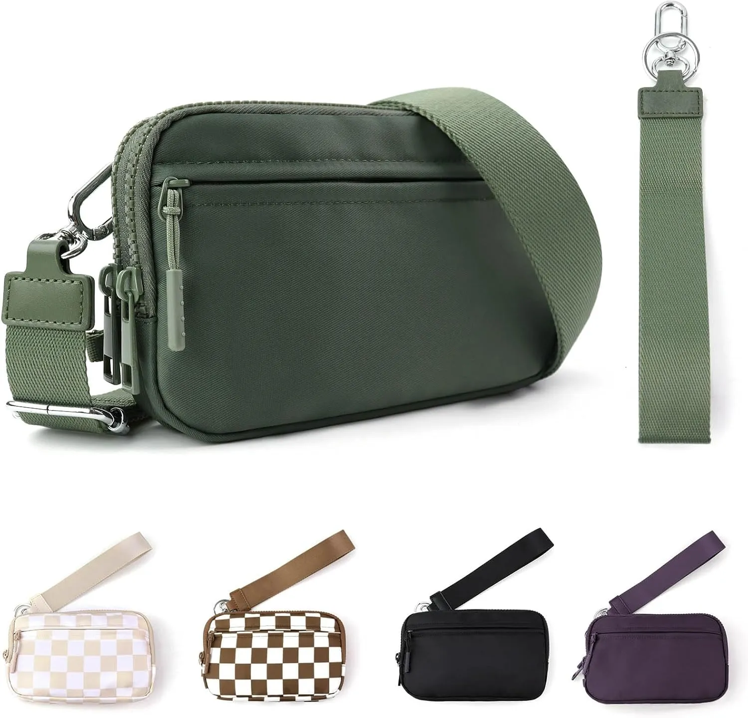 IBEE Dual Wristlet Wallets for Women RFID Blocking Crossbody Wallets Purse with ID Window Large Wristlet Purse Nylon