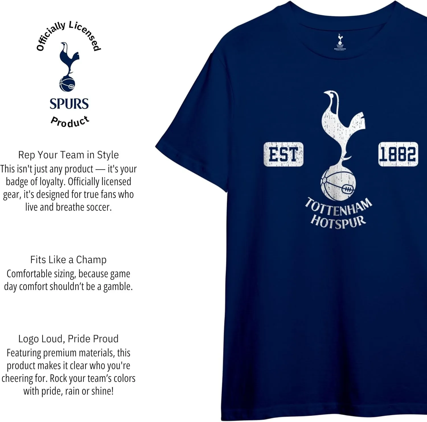 Icon Sports Officially Licensed Tottenham Hotspurs FC Youth Boys Cotton Soccer T-Shirt