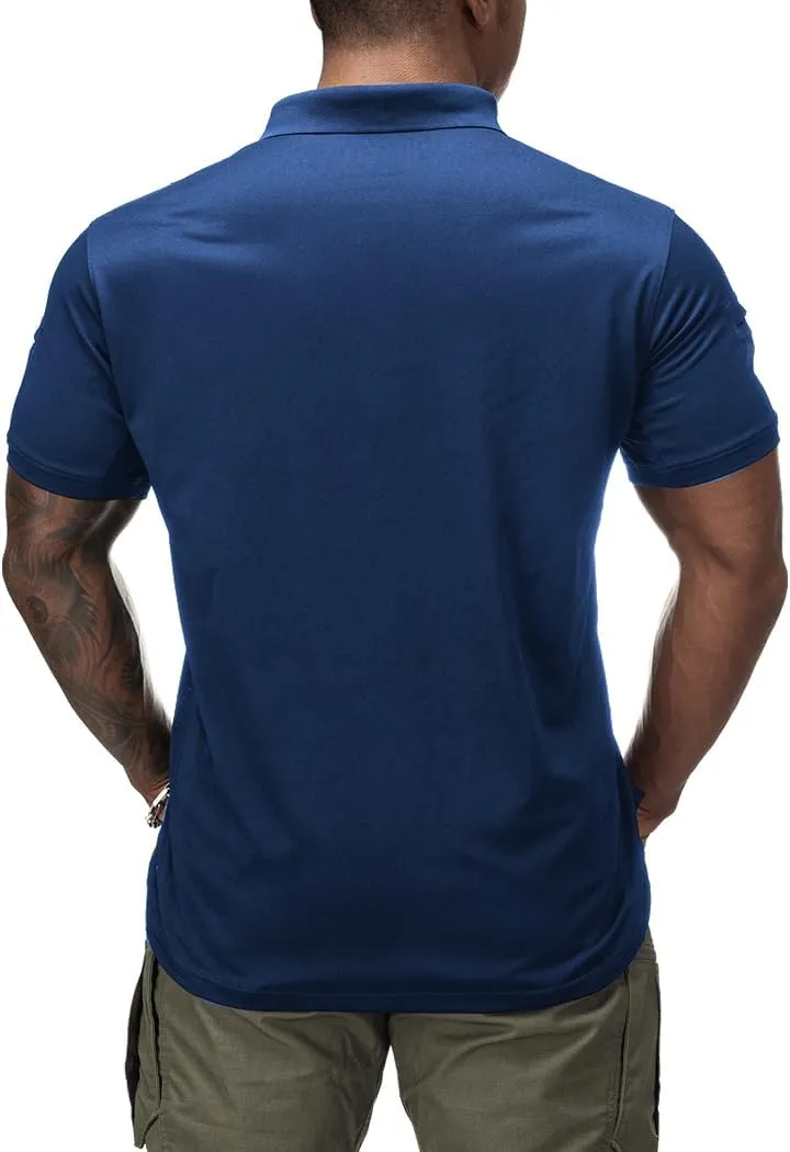 IDOGEAR Tactical Shirt Short Sleeve Quick Dry Golf Shirts Regular Fit T-Shirt with Moisture-Wicking