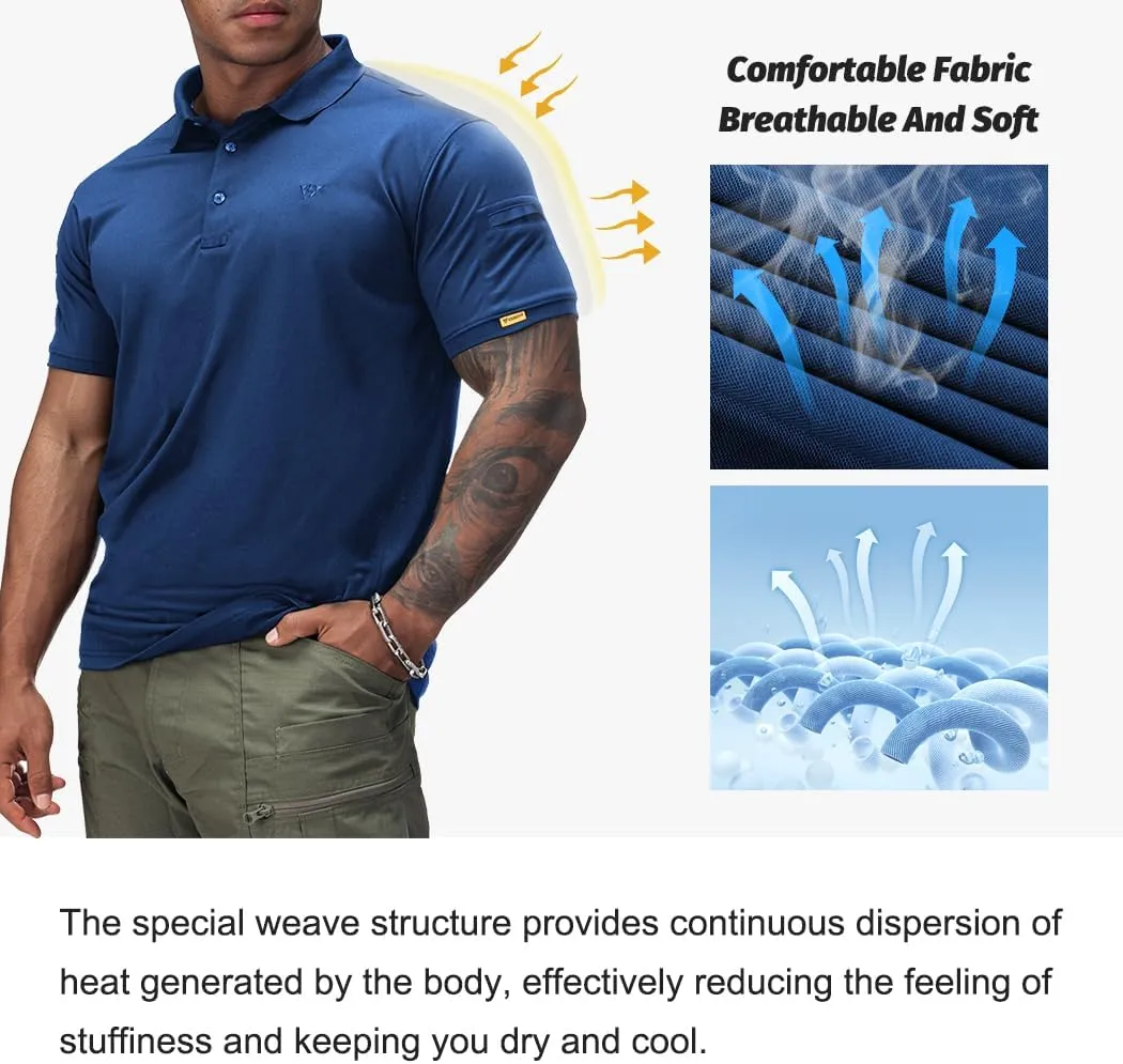 IDOGEAR Tactical Shirt Short Sleeve Quick Dry Golf Shirts Regular Fit T-Shirt with Moisture-Wicking