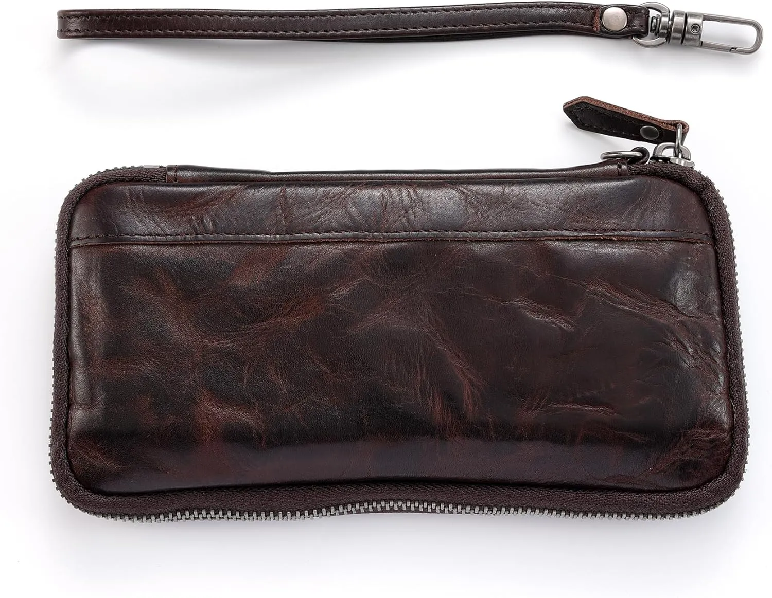 IJUN Handmade Vintage Long Wallet for Men - Full Grain Oil Vegetable Tanned Cowhide Leather