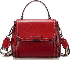 imeetu Oil Wax Leather Handbags for Women, Crossbody Bag Removable Shoulder Strap