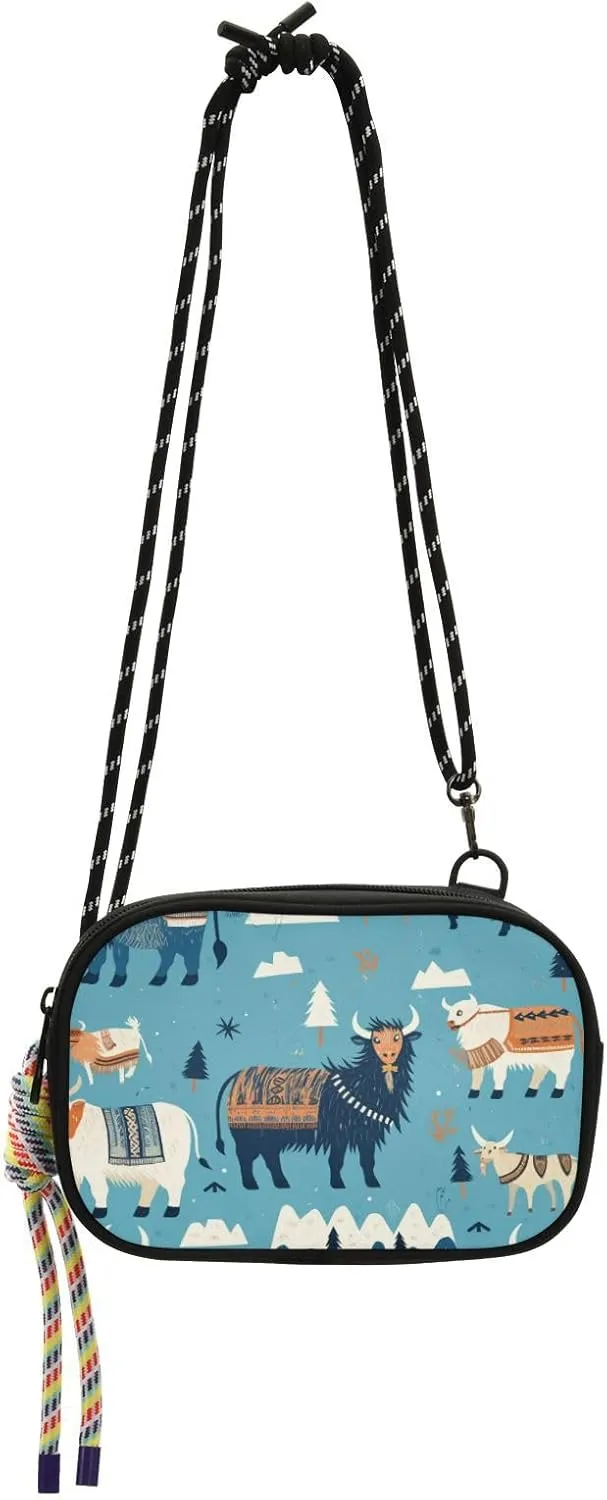 Indian Style Cow Sheep Cute Crossbody Bags for Men Trendy with Credit Card Slots Shoulder Bag Have a meal carteras de mano para mujer