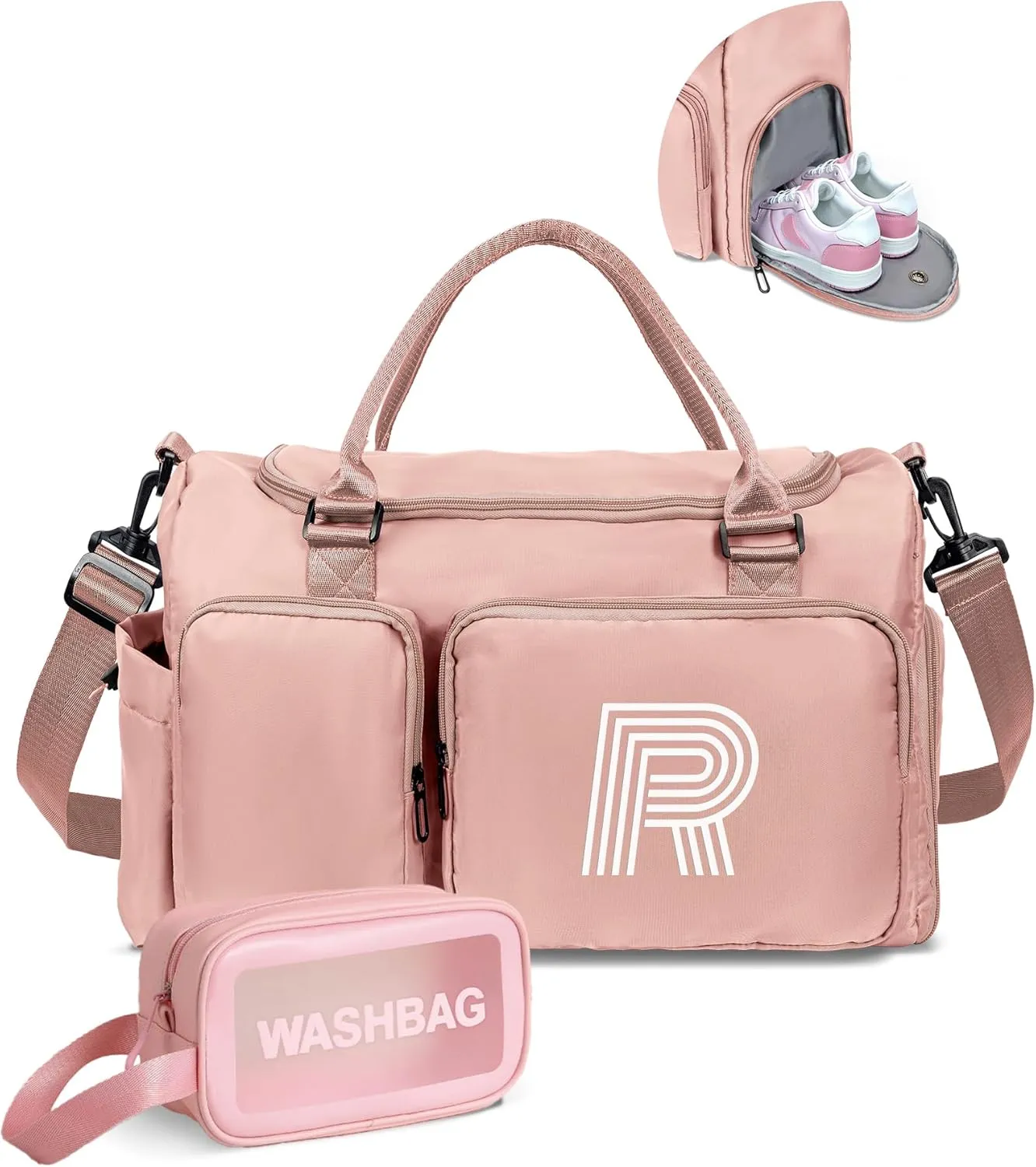 Initial Duffel Bag teacher bag, Kids Travel Duffel with Shoes Compartment, Personalized Weekender Overnight Dance Bag, women birthday gifts from daughter, personalized teacher gifts
