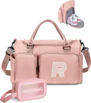 Initial Duffel Bag teacher bag, Kids Travel Duffel with Shoes Compartment, Personalized Weekender Overnight Dance Bag, women birthday gifts from daughter, personalized teacher gifts