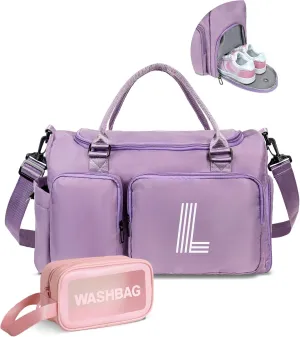 Initial Gym Bag for Girls, Kids Travel Duffel Bag, Graduation Gifts for Her, Personalized Weekender Bag, Girls Gifts for Kids Friends, grad gift