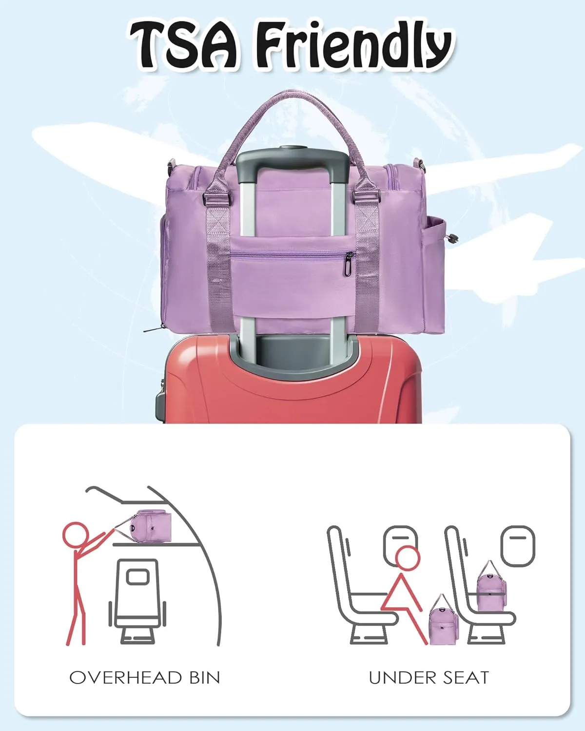Initial Gym Bag for Girls, Kids Travel Duffel Bag, Graduation Gifts for Her, Personalized Weekender Bag, Girls Gifts for Kids Friends, grad gift