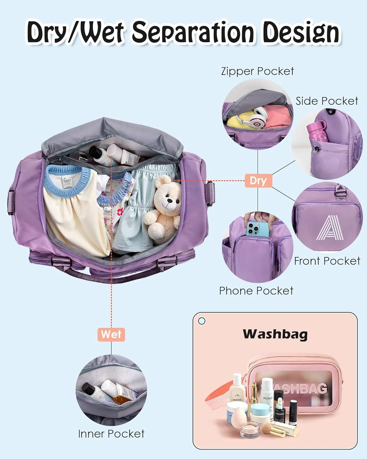 Initial Gym Bag for Girls, Kids Travel Duffel Bag, Graduation Gifts for Her, Personalized Weekender Bag, Girls Gifts for Kids Friends, grad gift