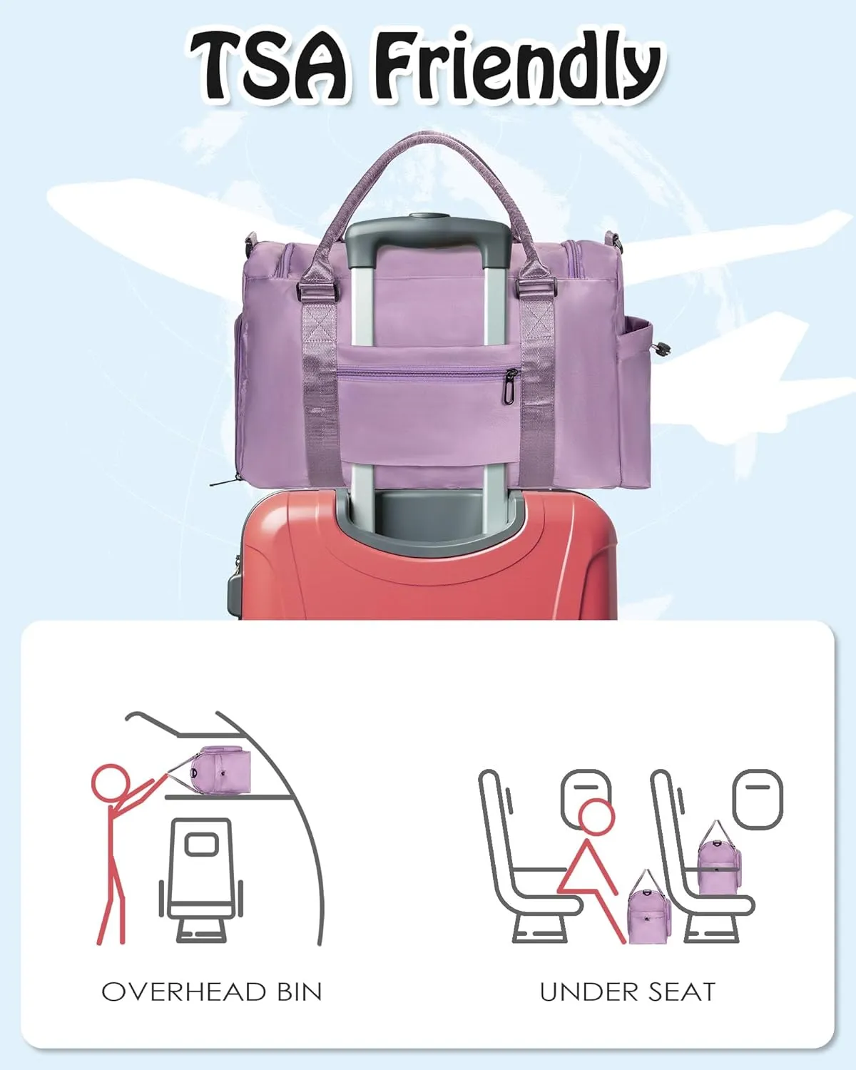 Initial Gym Bag for Girls, Kids Travel Duffel Bag, Graduation Gifts for Her, Personalized Weekender Bag, Girls Gifts for Kids Friends, grad gift