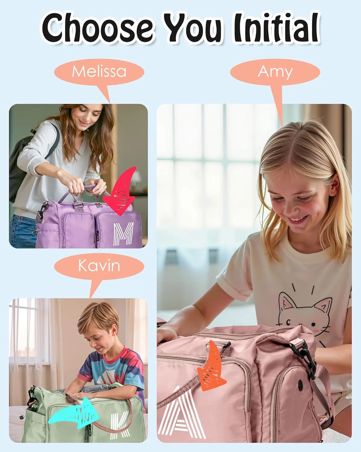 Initial Travel Duffel Bag, Sports Gym Duffle Bag, Personalized Weekender Bag, Monogram Overnight Bag, mothers day gifts, teachers appreciation gift