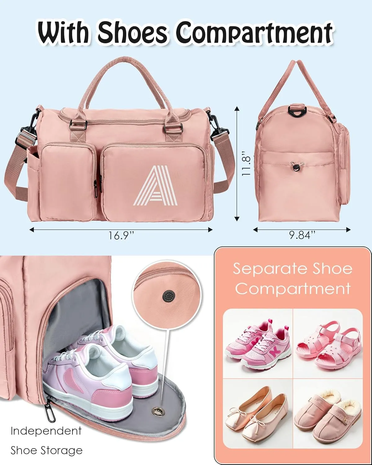 Initial Travel Duffel Bag, Sports Gym Duffle Bag, Personalized Weekender Bag, Monogram Overnight Bag, mothers day gifts, teachers appreciation gift