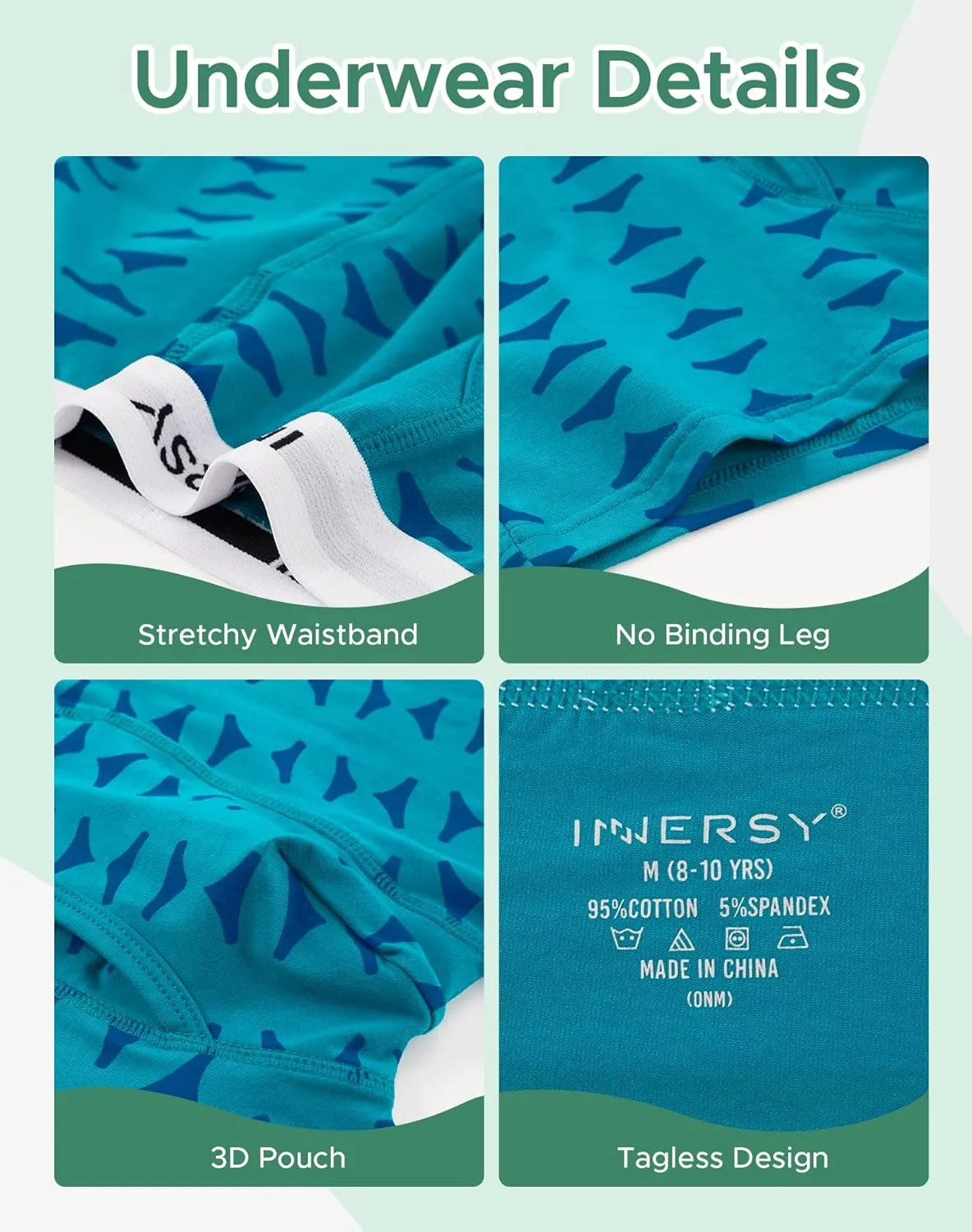 INNERSY Boys' Boxer Briefs Cotton Breathable Underwear for 8-18 Teens 7 Pack
