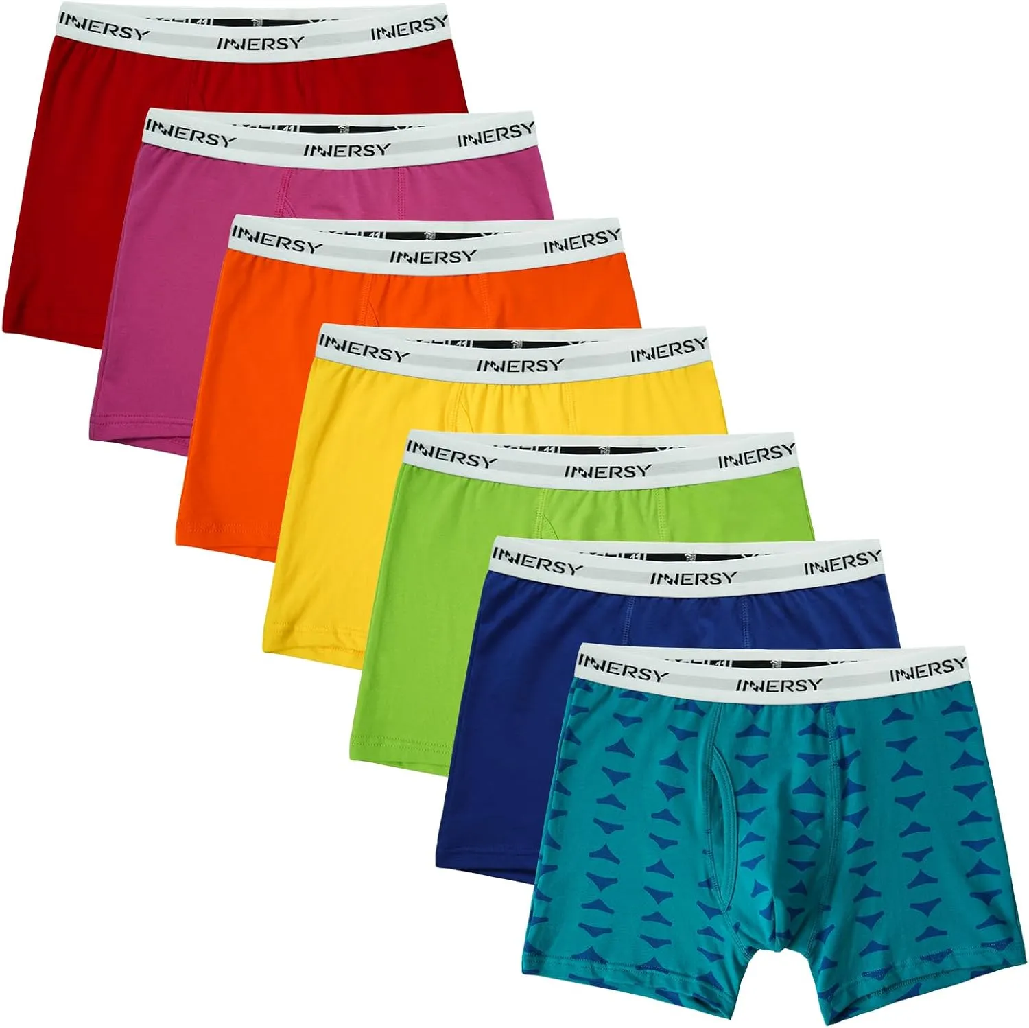 INNERSY Boys' Boxer Briefs Cotton Breathable Underwear for 8-18 Teens 7 Pack