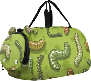 Insect Caterpillar Sports Duffle Bag for Girls Boys, Gym Bag with Shoe Compartment, Kids Travel Overnight Weekender Shoulder Bag