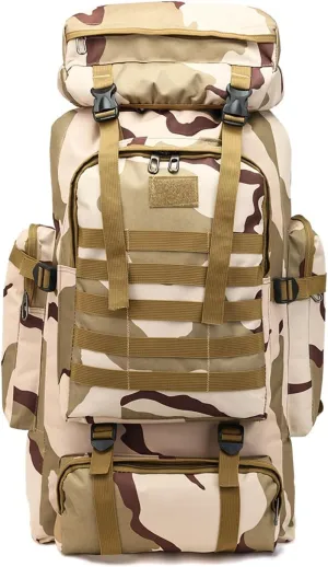 IOFIT 600D Oxford Cloth Waterproof Backpack Trekking Fishing Bag Outdoor Sport 80L (Color : GY, Size : 80L)