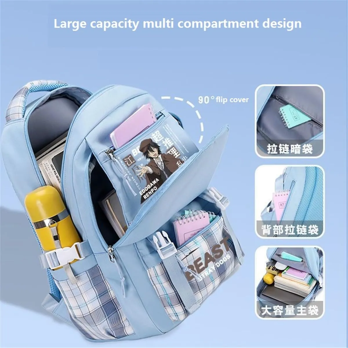 ISaikoy Anime Bungo Stray Dogs Backpack Student Daypack Bookbag Daypack School Bag 7