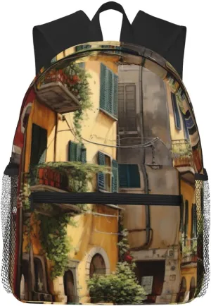 Italian Street Print Lightweight And Comfortable Duffel Bag, Casual Daypack, Multipurpose Backpack