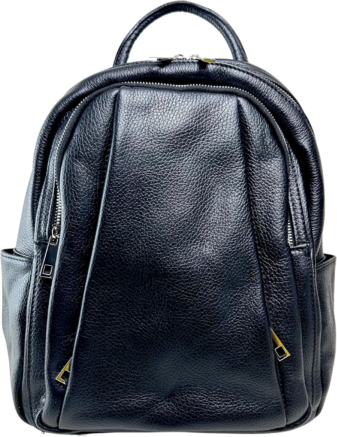 IVAN TROY MADE IN ITALY Anta Leather Zipper Backpack - Stylish and Durable Leather Backpack for Women (Black)