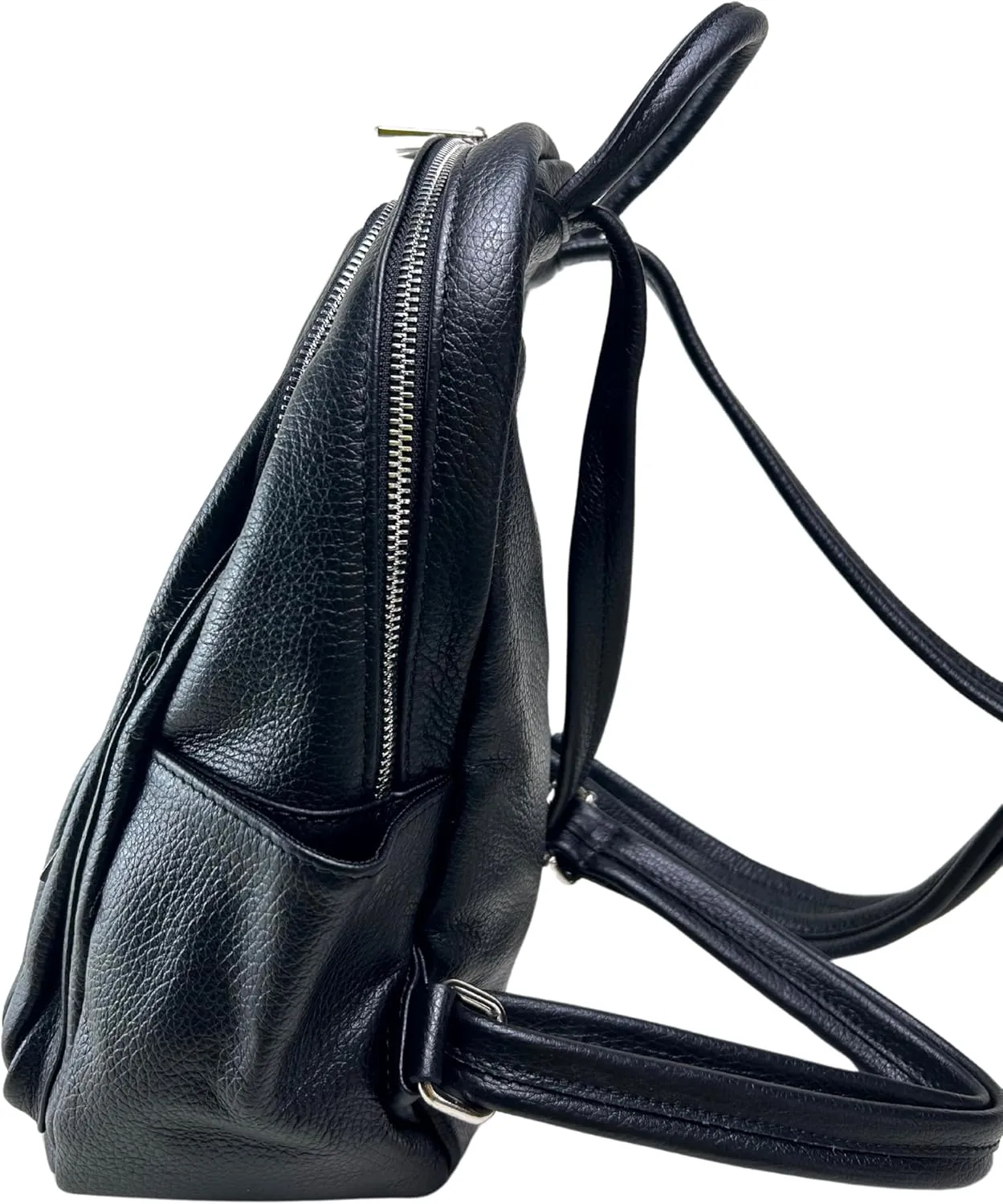 IVAN TROY MADE IN ITALY Anta Leather Zipper Backpack - Stylish and Durable Leather Backpack for Women (Black)