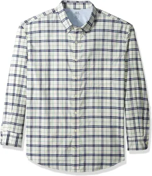 IZOD Men's Big and Tall Newport Long Sleeve Button Down Plaid Oxford Shirt