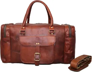 Jaald 18" Leather Duffle Bag Travel Carry-on Luggage overnight Gym weekender bag