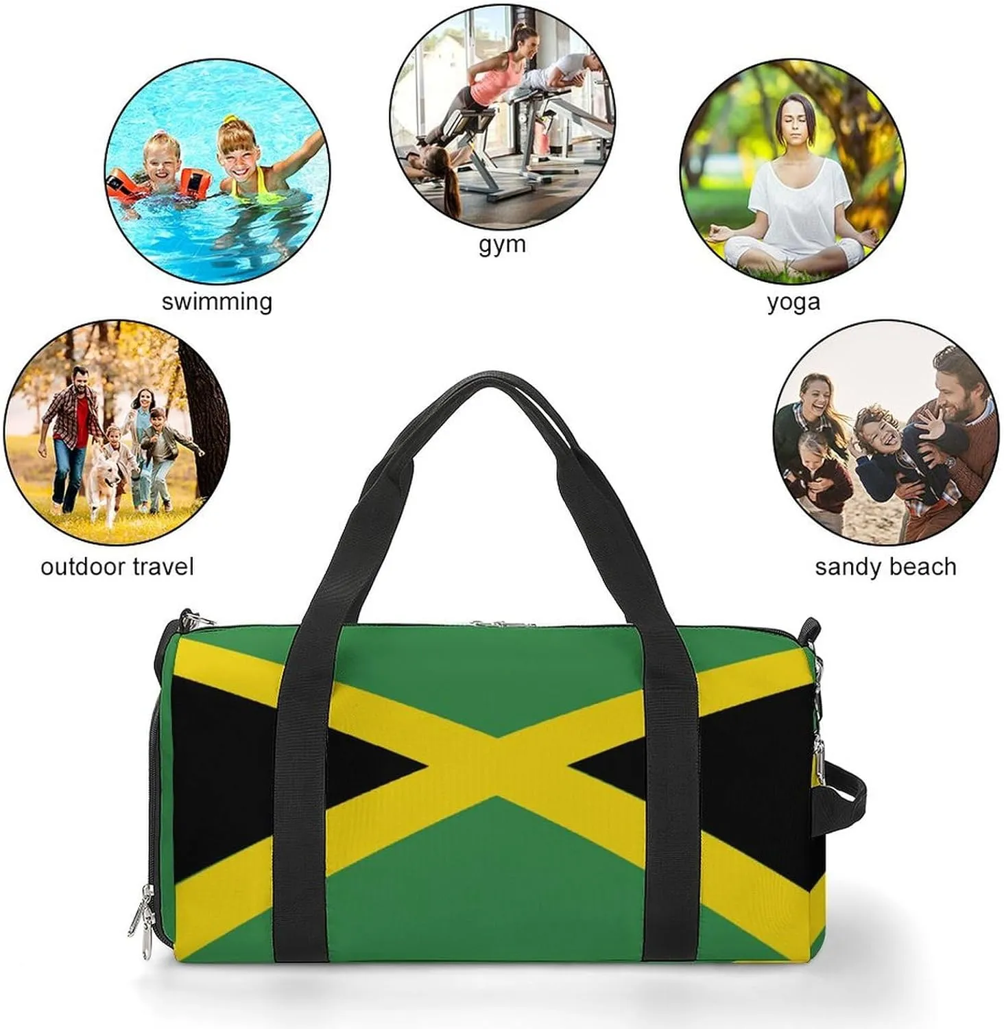 Jamaican Flag Sports Gym Bag for Boys Girls with Shoe Compartment Weekender