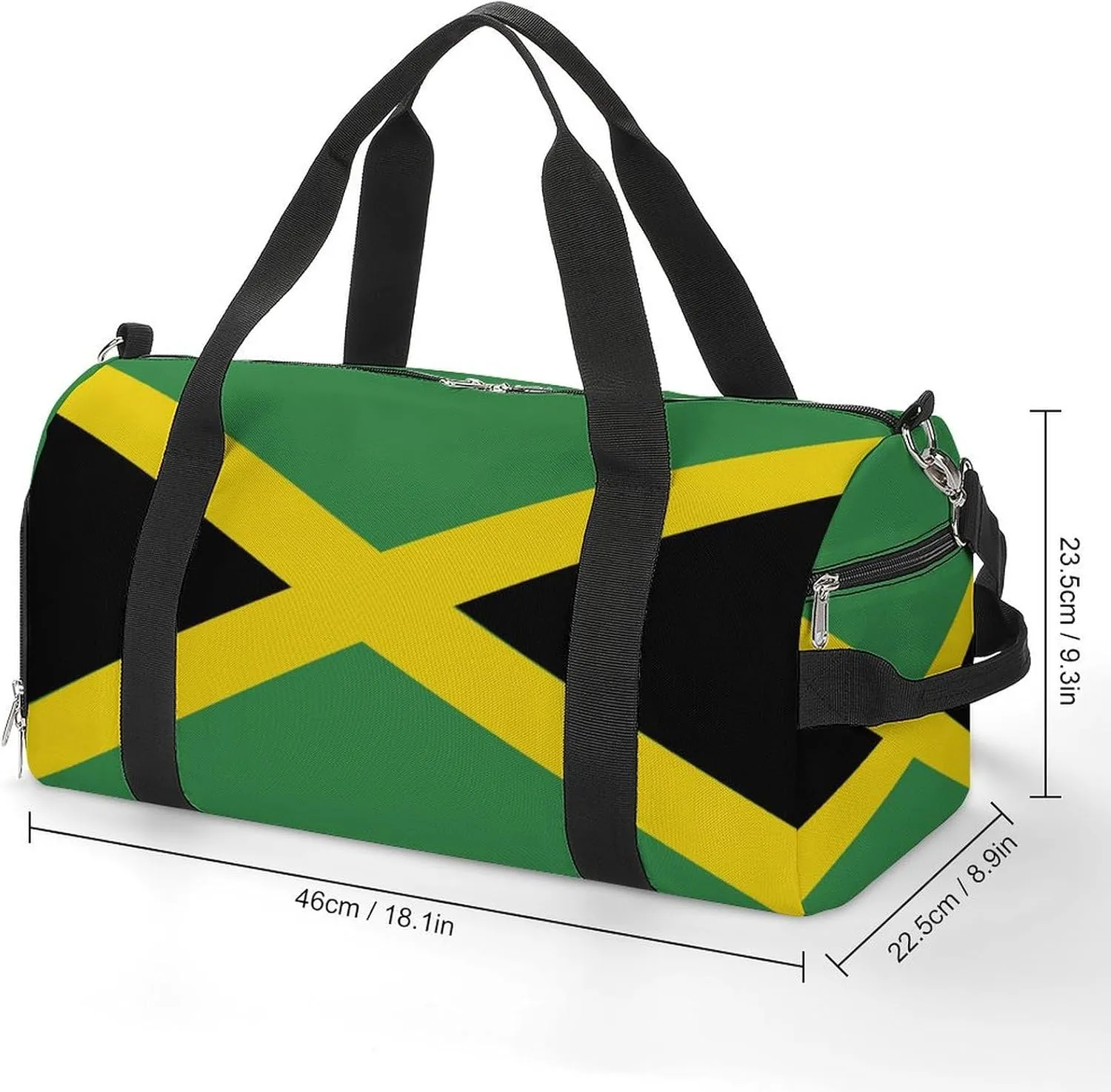 Jamaican Flag Sports Gym Bag for Boys Girls with Shoe Compartment Weekender