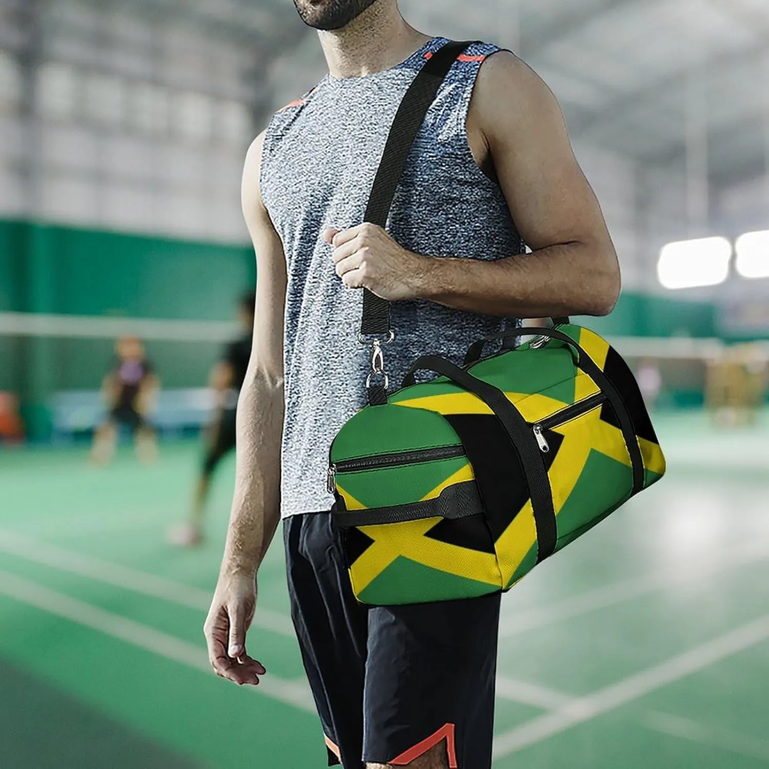Jamaican Flag Sports Gym Bag for Boys Girls with Shoe Compartment Weekender