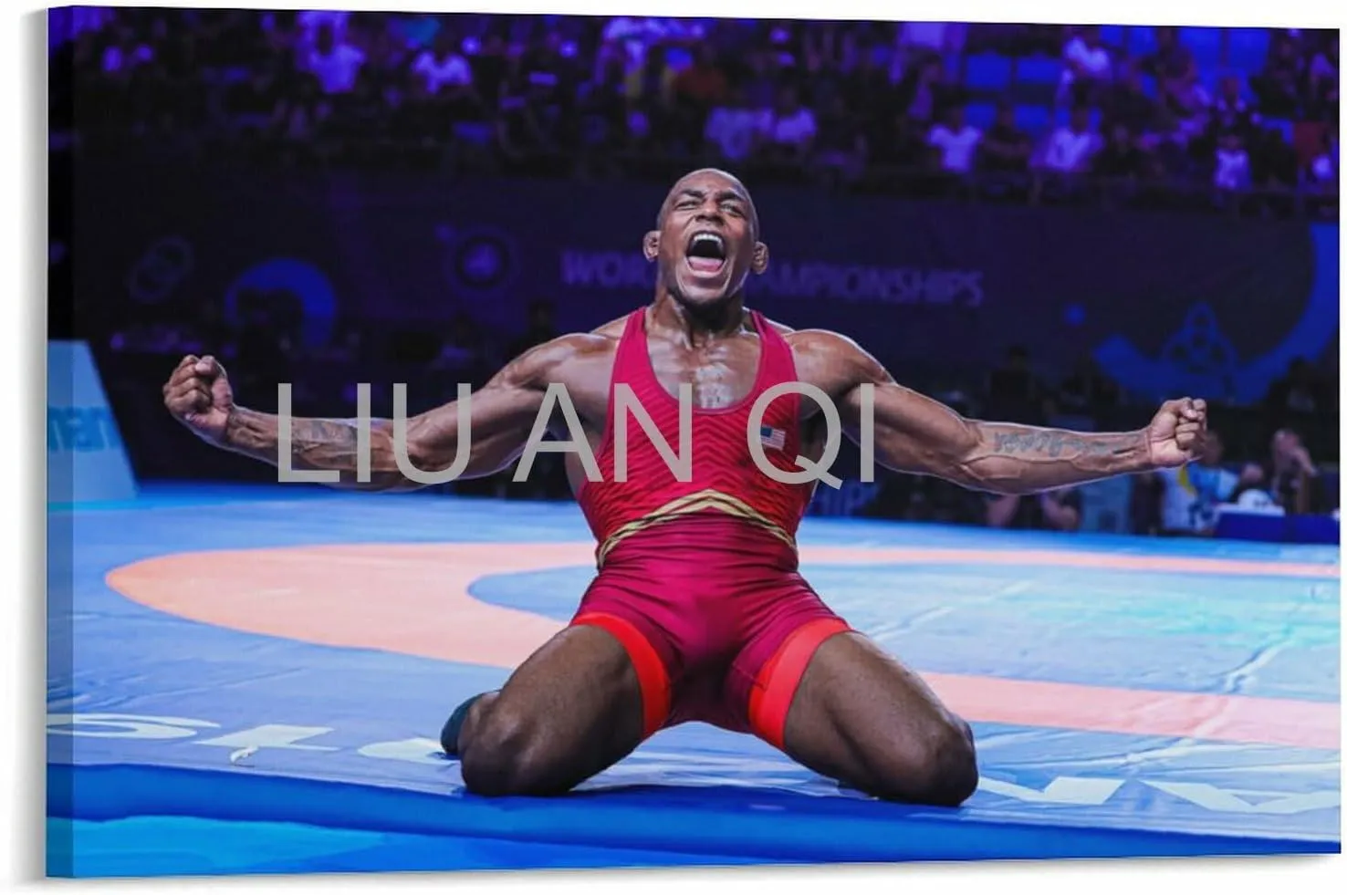 J'den Cox American Freestyle Wrestler Artistic Portrait Poster3 Canvas Painting Posters And Prints Wall Art for Living Room Bedroom Decor 12x08inch(30x20cm)