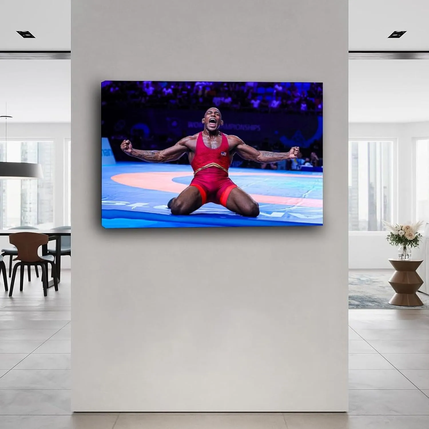 J'den Cox American Freestyle Wrestler Artistic Portrait Poster3 Canvas Painting Posters And Prints Wall Art for Living Room Bedroom Decor 12x08inch(30x20cm)