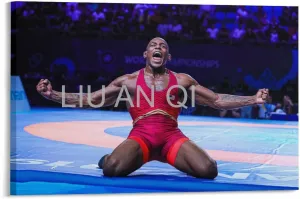 J'den Cox American Freestyle Wrestler Artistic Portrait Poster3 Canvas Painting Posters And Prints Wall Art for Living Room Bedroom Decor 12x08inch(30x20cm)