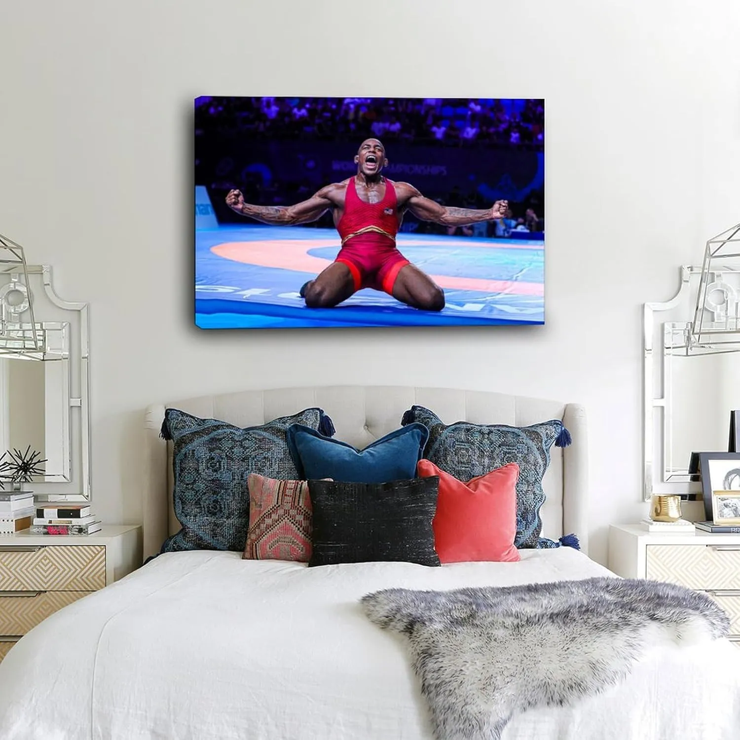 J'den Cox American Freestyle Wrestler Artistic Portrait Poster3 Canvas Painting Posters And Prints Wall Art for Living Room Bedroom Decor 12x08inch(30x20cm)