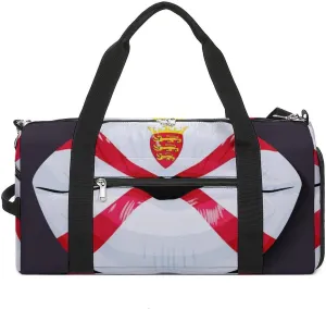 Jersey Flag Lips Sports Duffel Bag with Waterproof Shoe Compartment for Gym and Travel