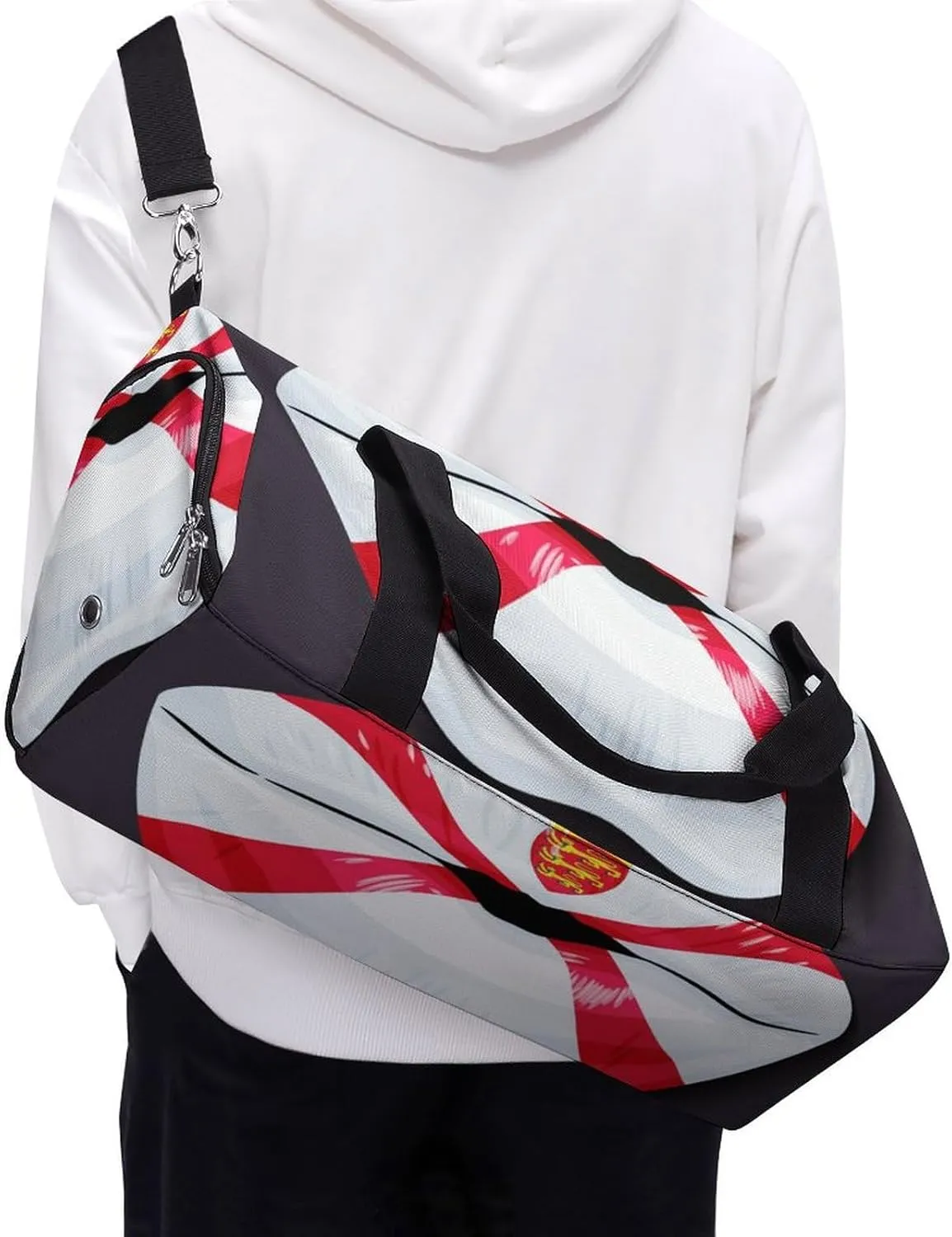 Jersey Flag Lips Sports Duffel Bag with Waterproof Shoe Compartment for Gym and Travel