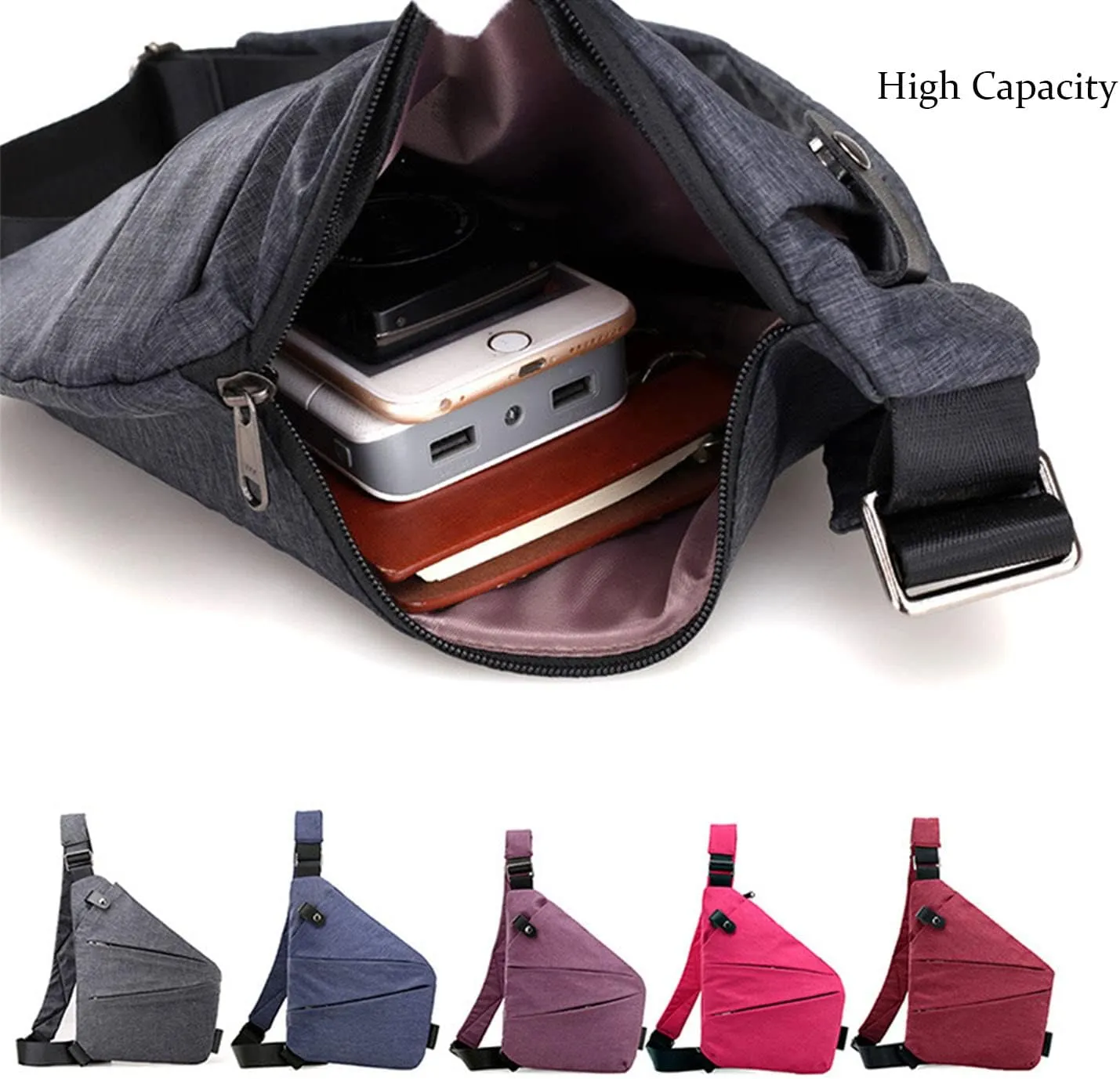 Jfxgjuv Personal Pocket Bag for Travel Crossbody Multi-Pocket Anti-Thief Travel Bag Premium Personal Pocket Bag for Men Women