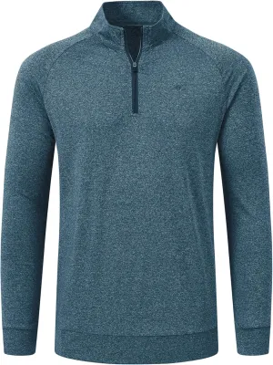 JINSHI Mens Long Sleeve Quarter Zip Pullover Stand Collar Active Golf Polo Shirt 1/4 Zipper Fleece Lining Workout Top
