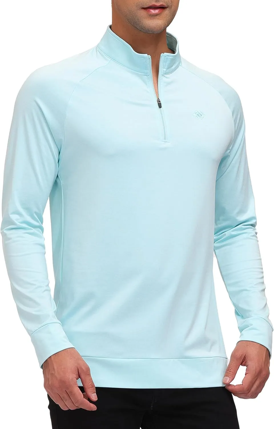 JINSHI Mens Long Sleeve Quarter Zip Pullover Stand Collar Active Golf Polo Shirt 1/4 Zipper Fleece Lining Workout Top