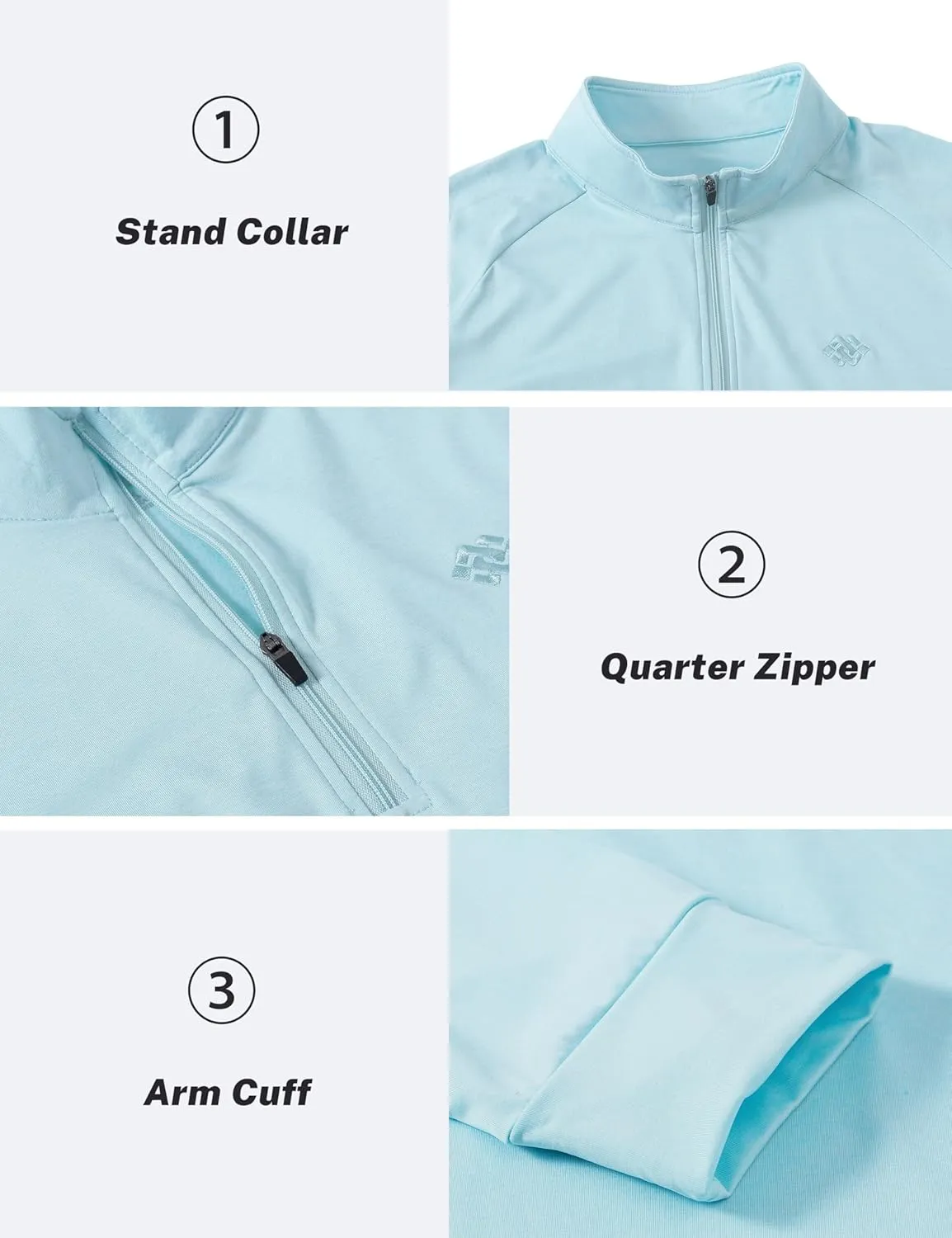 JINSHI Mens Long Sleeve Quarter Zip Pullover Stand Collar Active Golf Polo Shirt 1/4 Zipper Fleece Lining Workout Top