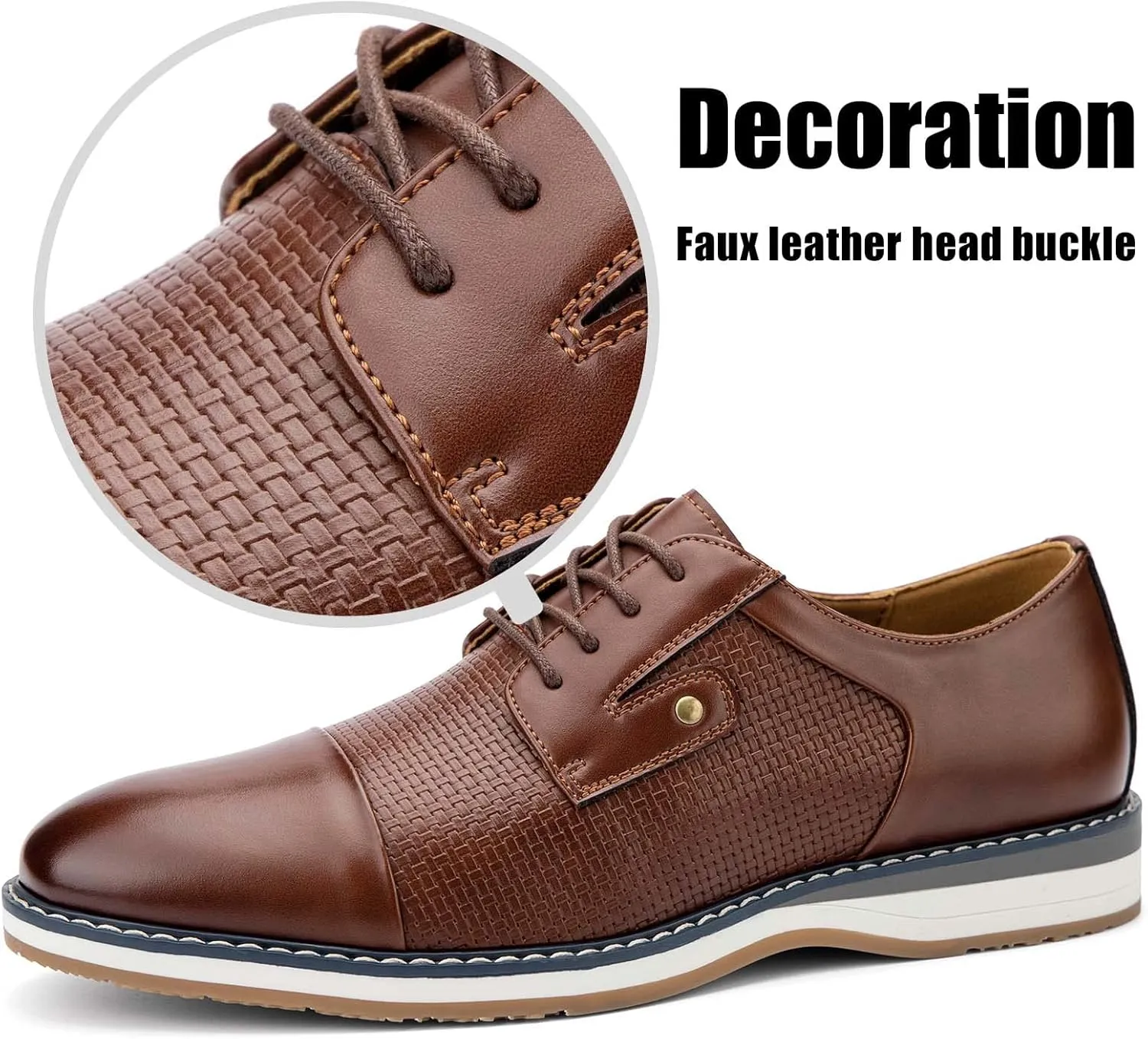 JITAI Men's Oxford Dress Shoes Lightweight Fashion Shoes with Wingtip Brogue & Lace-up Design